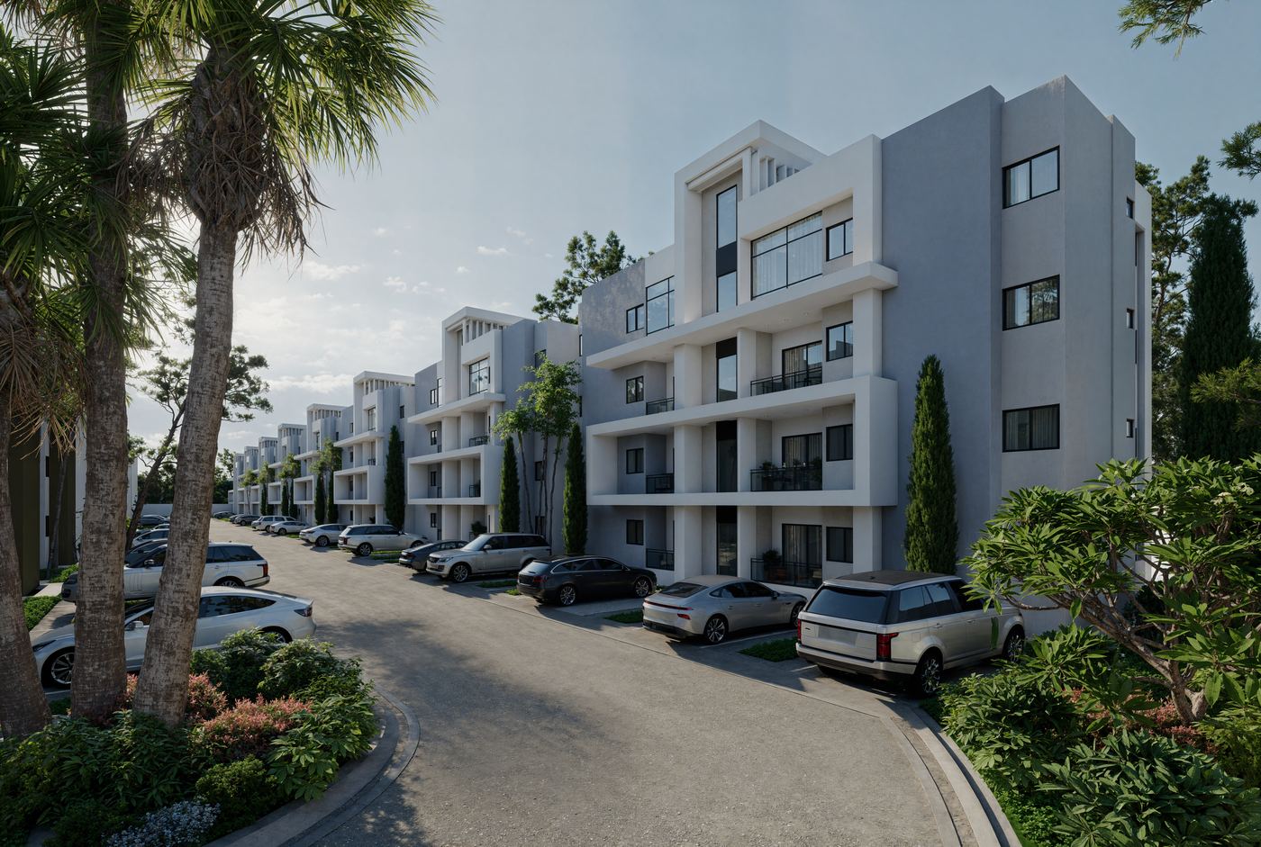Fachada del Edificio D en Caney Oriental, apartamentos de 3 habitaciones